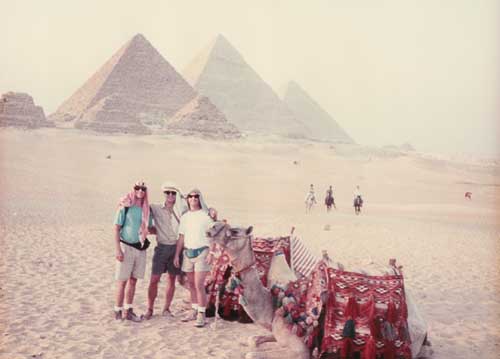 George (middle) in his years in the Middle East doing archaeological work.